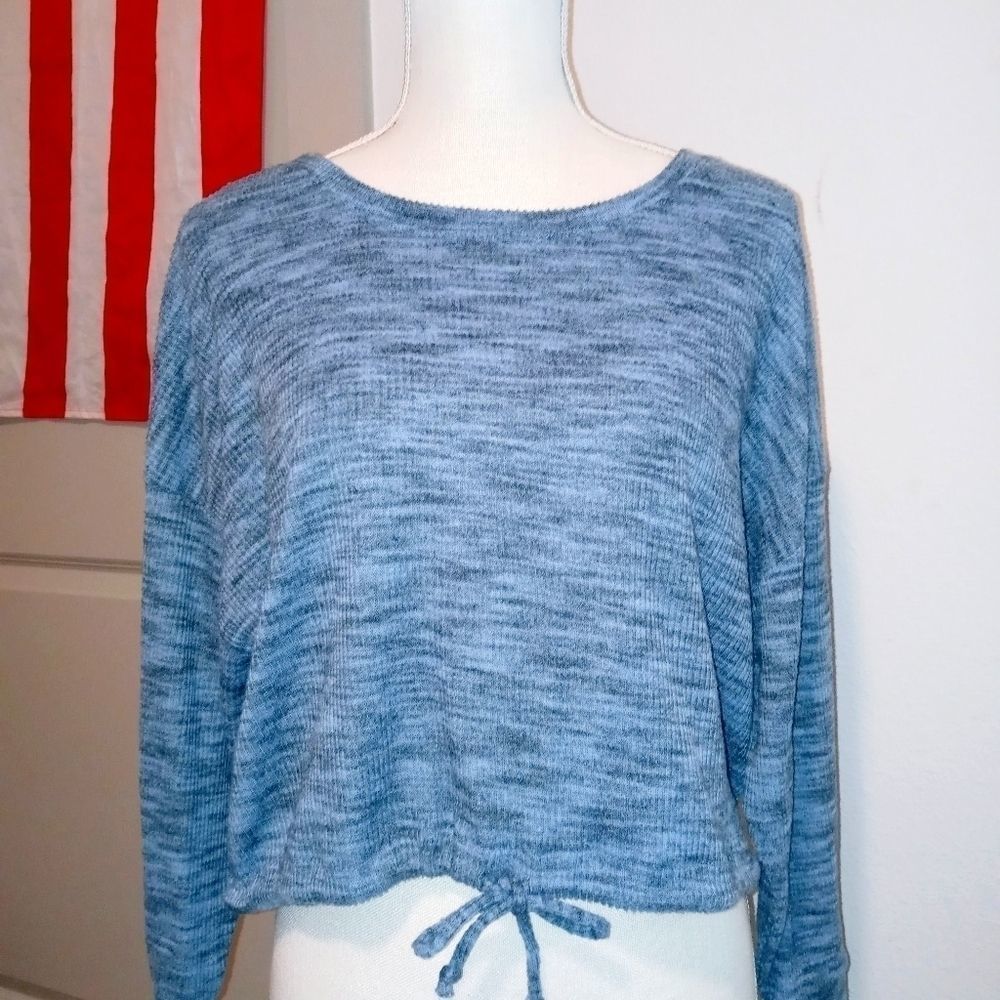 Express Heather Blue Ribbed Knit Shirt